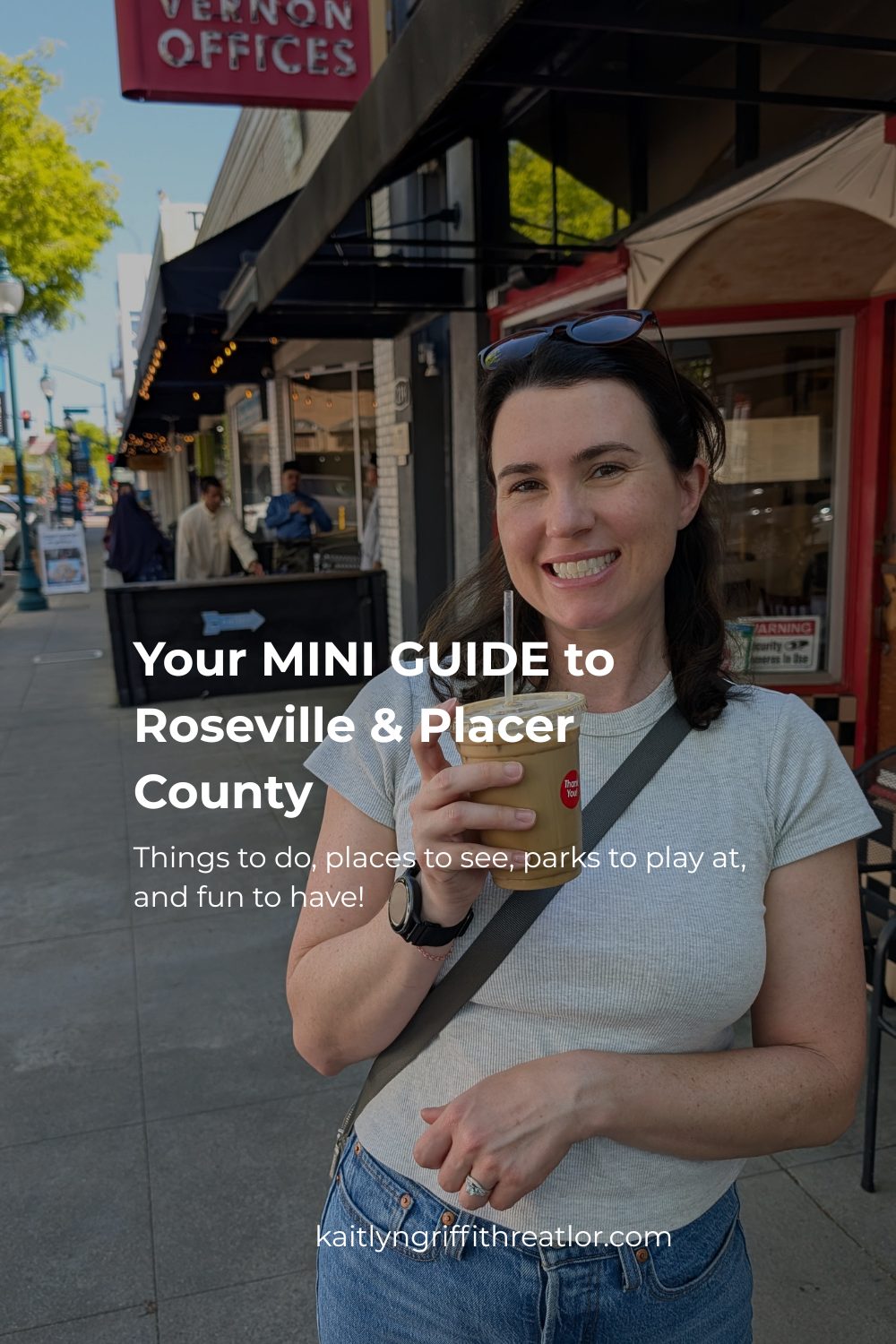 woman holding coffee at local roseville coffee shop